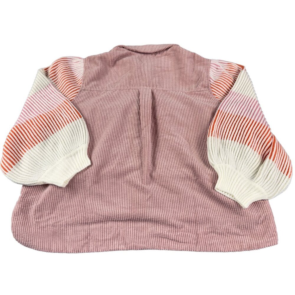 J.NNA Blush Corduroy Utility Jacket Color‑Block Knit Balloon Sleeves S - Picture 2 of 7